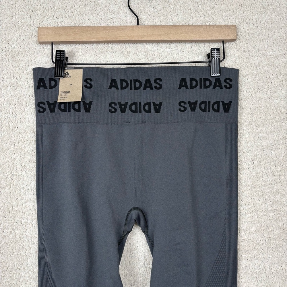 Adidas Leggings Womens 1X Grey 7/8 Tight High Rise Aeroknit Gym Workout Outdoors - Picture 6 of 10